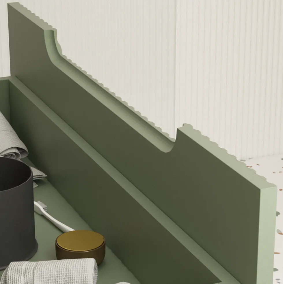 Ensemble meuble vasque salle de bains - 80 cm - 2 tiroirs - Vert Olive AURLANE