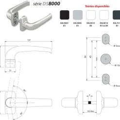 Ensemble poignées sur rosaces et rosaces clé I gris anthracite 7016 - menuiserie aluminium - Crystal LA CROISÉE DS