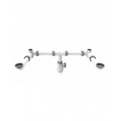 Ensemble tubulure gain de place et siphon Connectic pour 2 lavabos VALENTIN