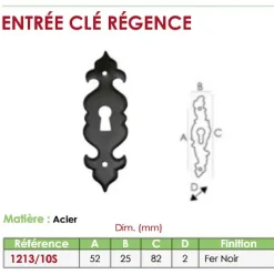Entrée régence 1213 noir mat - hauteur 82 mm CADAP