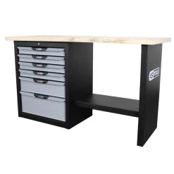 Etabli 6 tiroirs - noir et gris - plateau en bois KS TOOLS