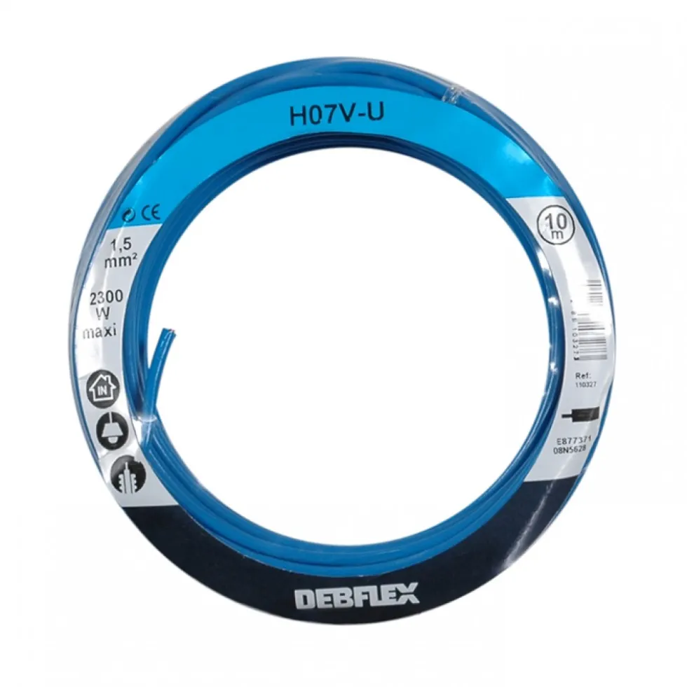 Fil rigide HO7V-U - 1,5 mm² - Bleu DEBFLEX