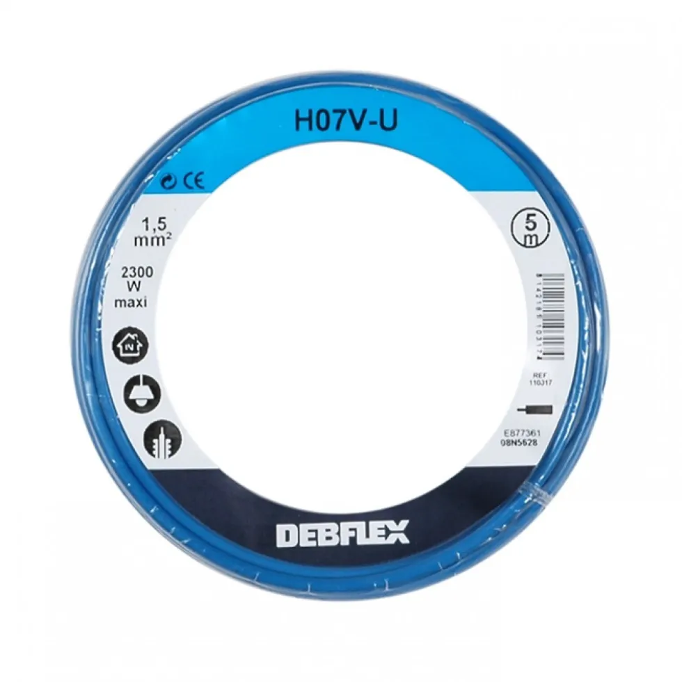 Fil rigide HO7V-U - 1,5 mm² - Bleu DEBFLEX