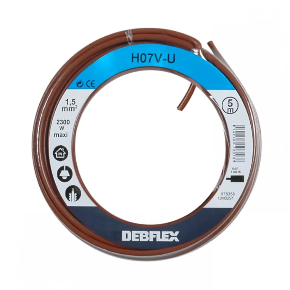 Fil rigide HO7V-U - 1,5 mm² - Marron DEBFLEX