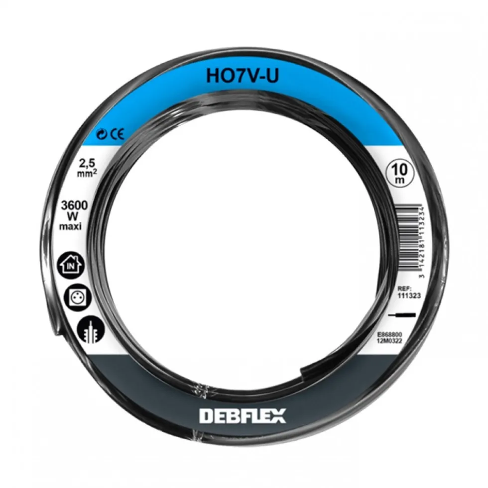 Fil rigide HO7V-U - 2,5 mm² - Noir DEBFLEX