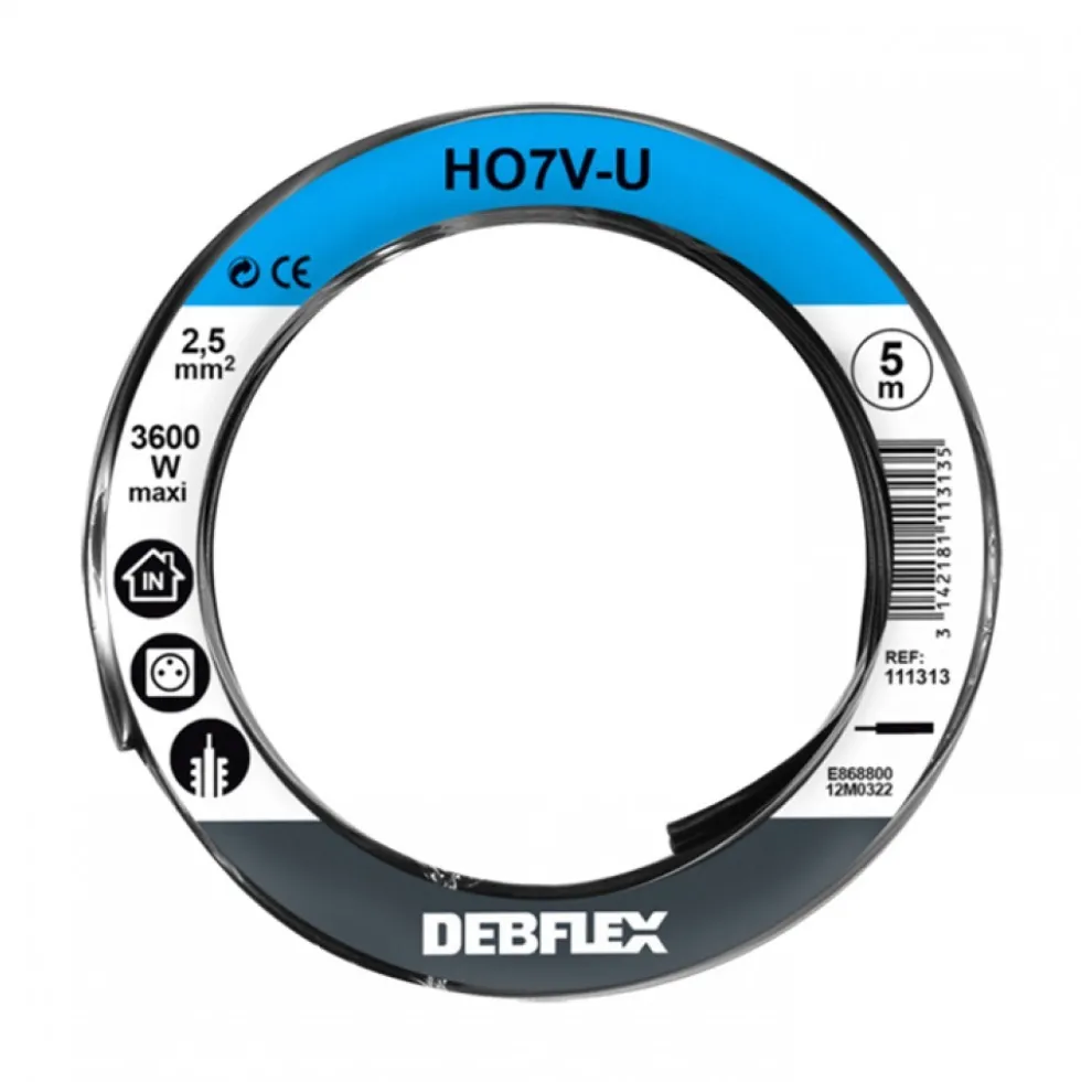 Fil rigide HO7V-U - 2,5 mm² - Noir DEBFLEX