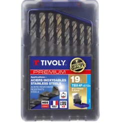 Forets métaux hss queue cylindrique TBX 4F type E coffret de 19 TIVOLY