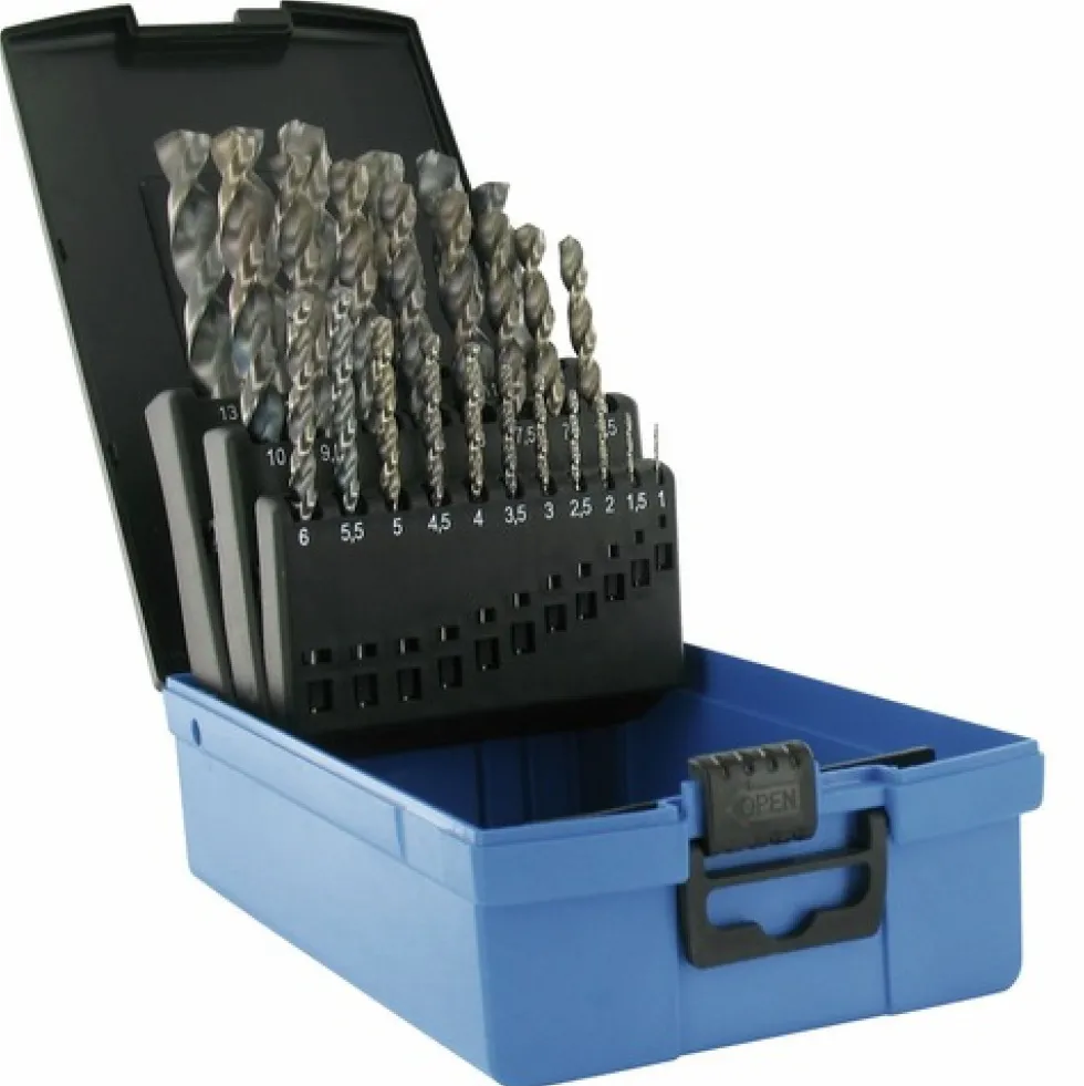 Forets métaux hss queue cylindrique TBX 4F type G coffret de 25 TIVOLY