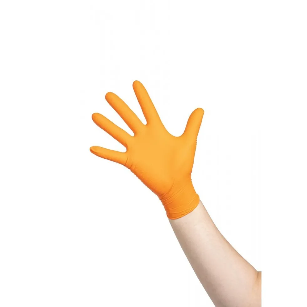 Gant en nitrile Herkul Grip orange extra strong - jetable - par 100 Herkul