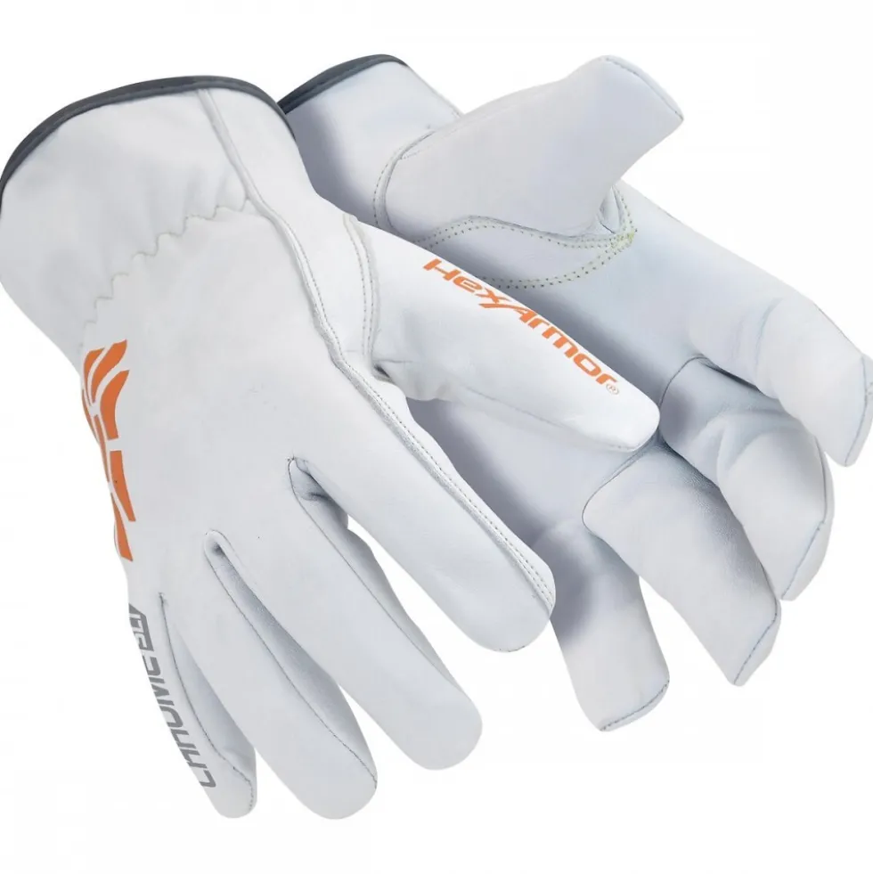 Gants anticoupure en cuir blanc HexArmor Chrome SLT 4061 - niveau E HexArmor