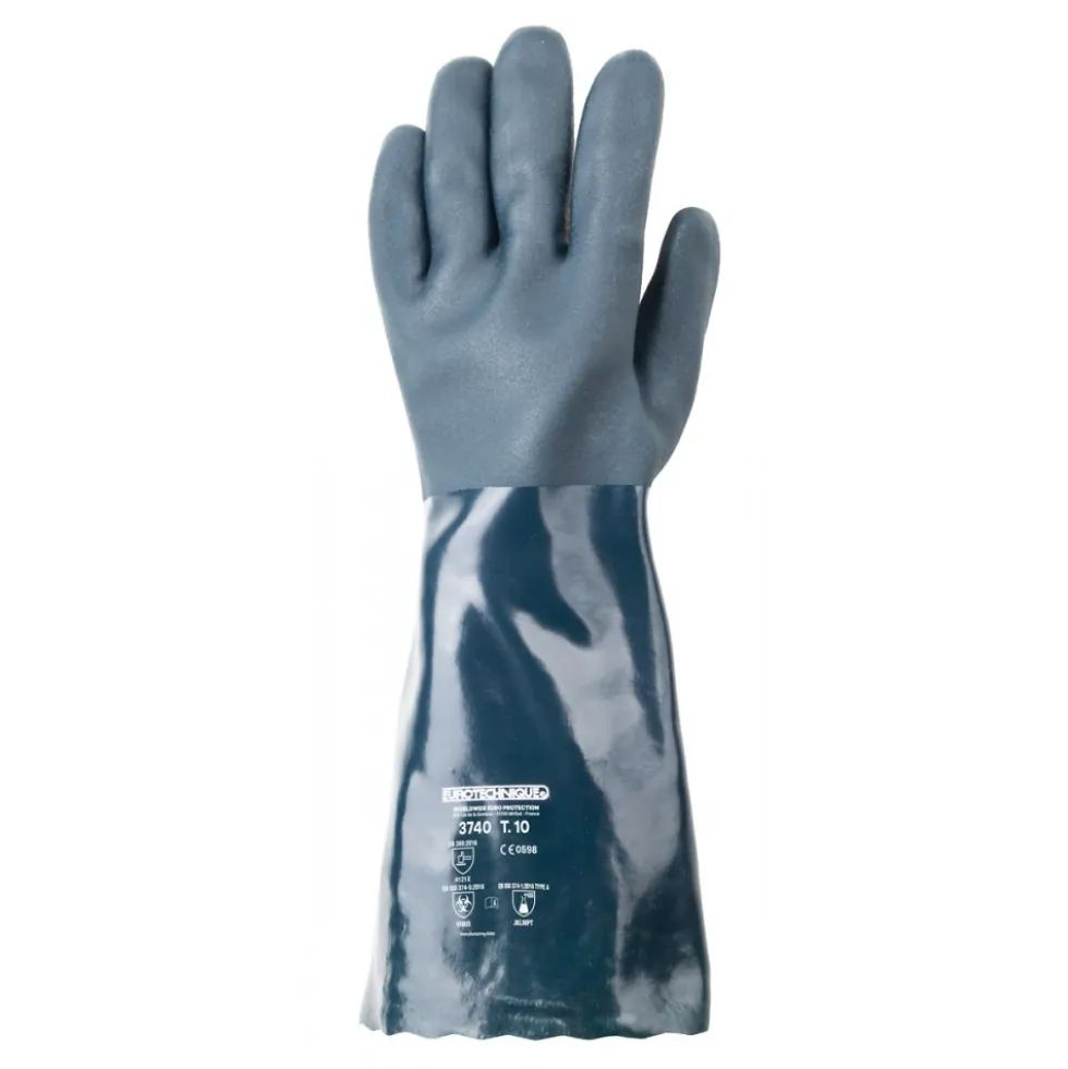Gants de protection chimique avec manchette de sécurité EUROCHEM 3740 Coverguard