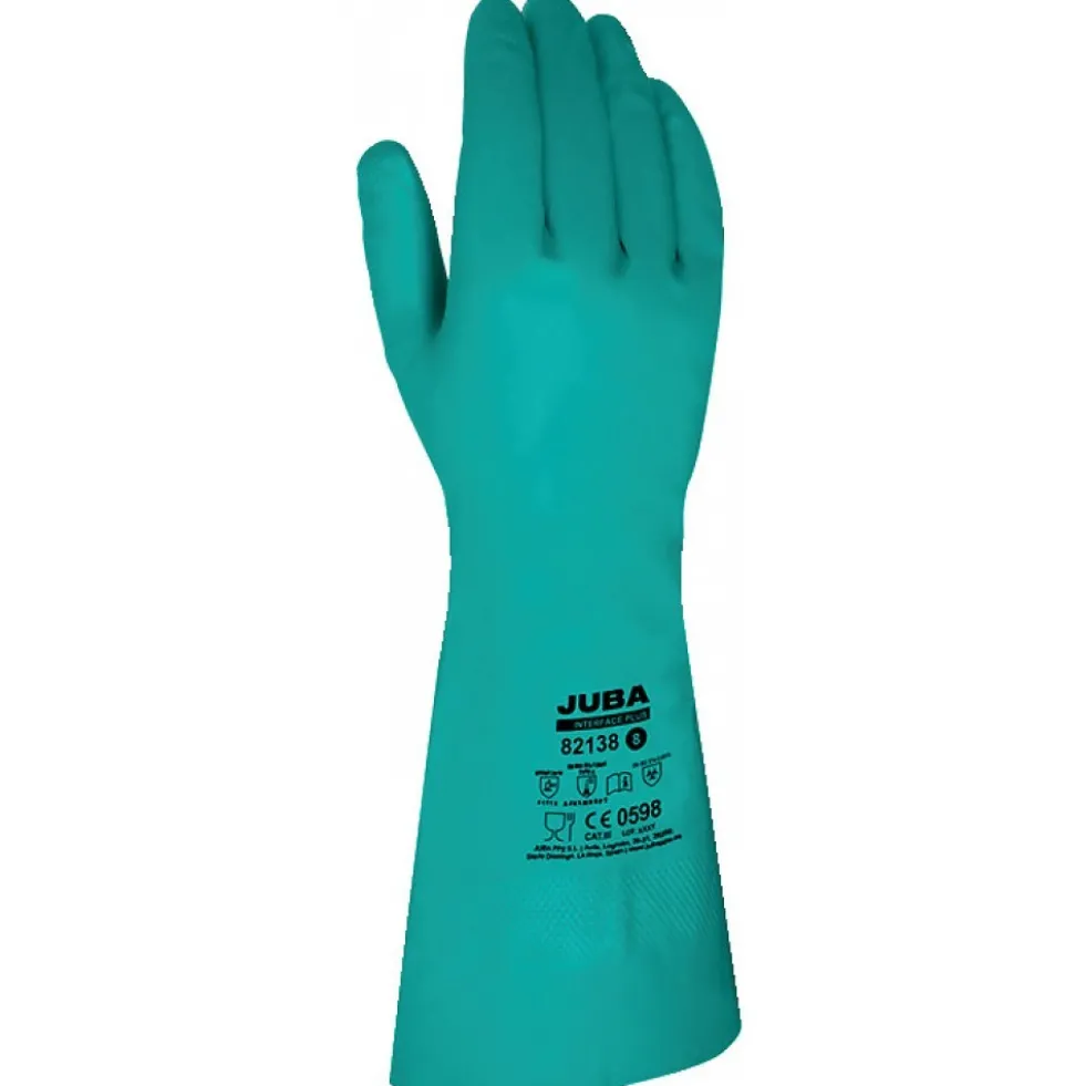 Gants sans support en nitrile floqué léger vert - sachet de 12 paires JUBA