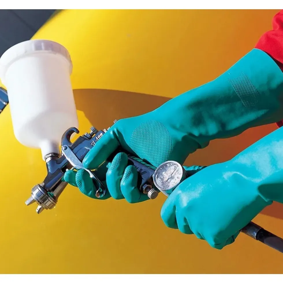 Gants sans support en nitrile floqué léger vert - sachet de 12 paires JUBA