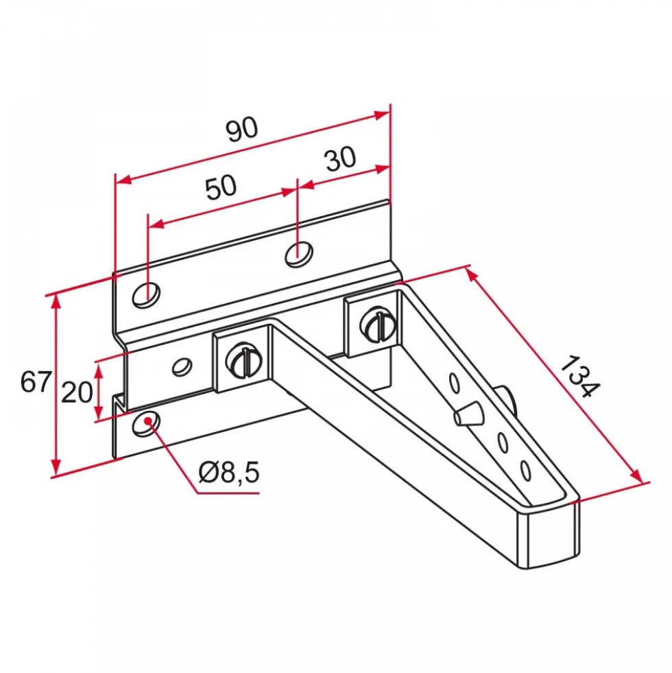 Gâche avec support pour coulissant - inox TIRARD