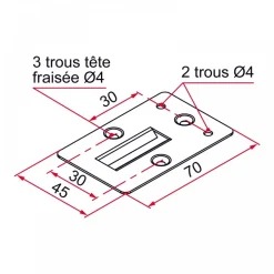 Gâche CE pour seuil et linteau pour serrure volet - acier zingué TIRARD
