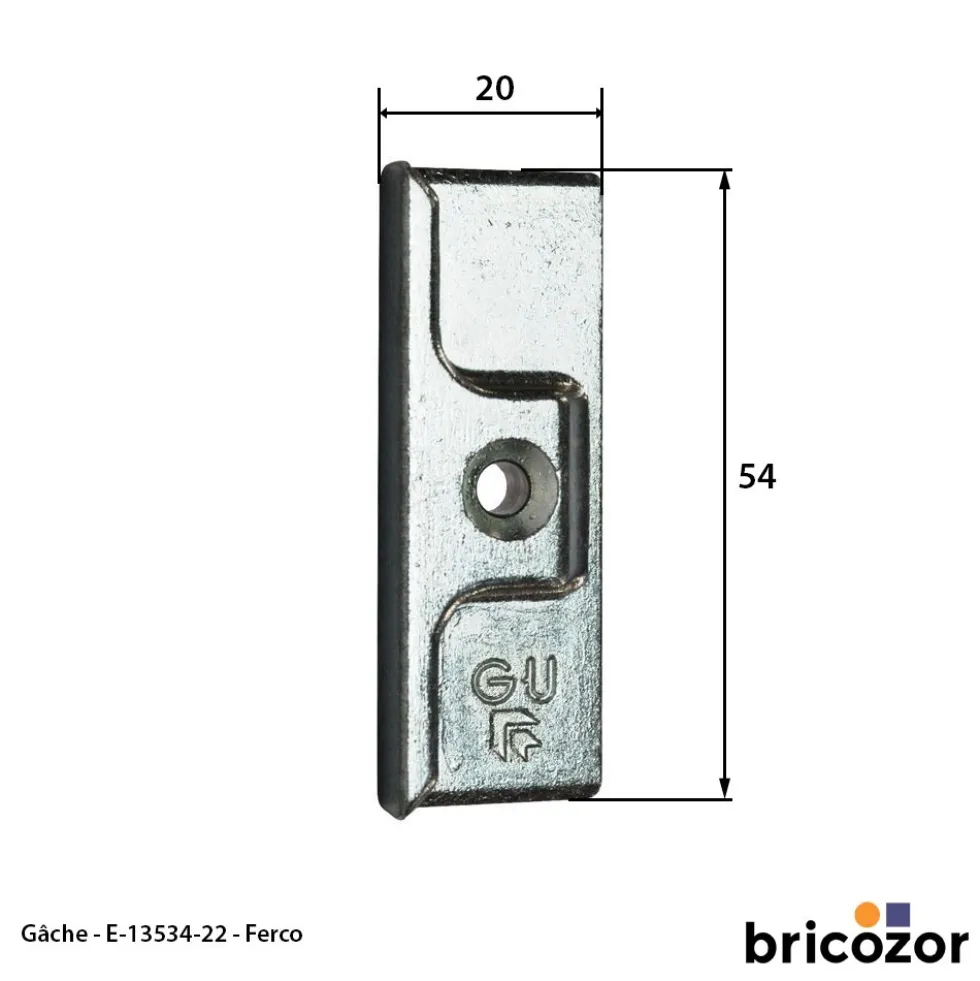 Gâche de galet E-13534-22 pour menuiserie pvc FERCO