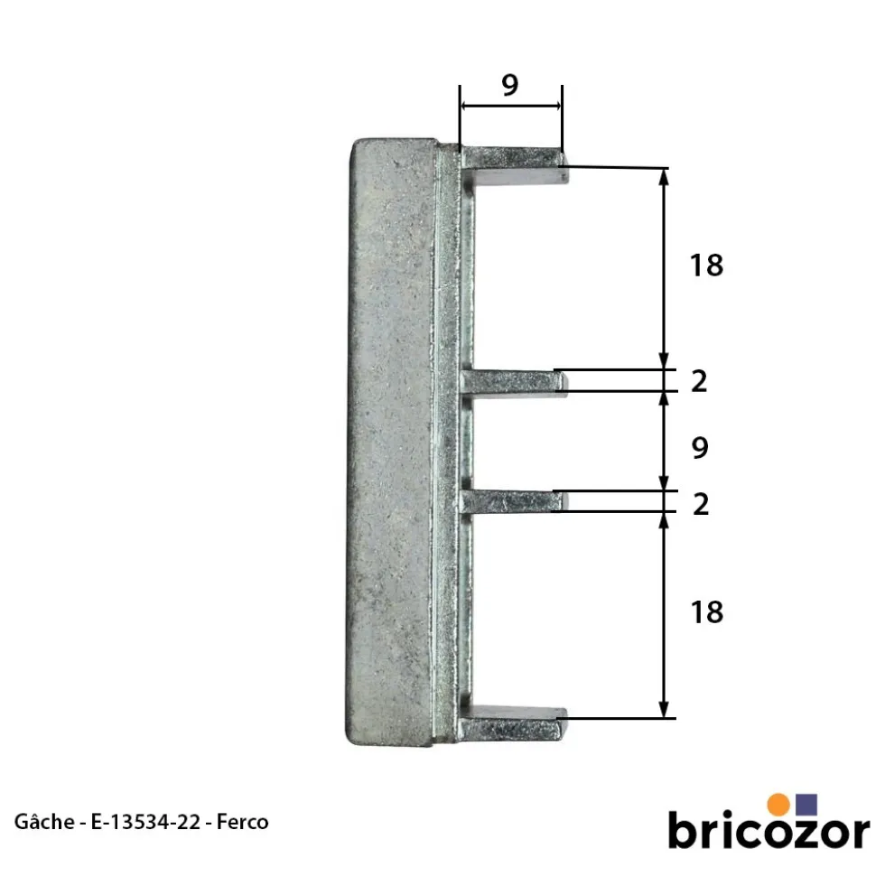 Gâche de galet E-13534-22 pour menuiserie pvc FERCO