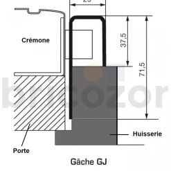 Gâche GJ - pour serrure Exclusive 41 et 63 A2P VACHETTE