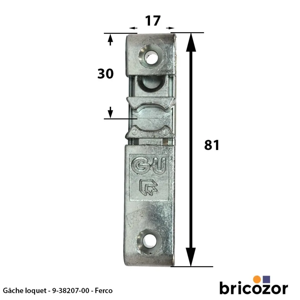 Gâche loquet 9-38207 - pour vantail semi-fixe FERCO