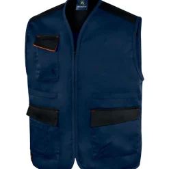 Gilet de travail multipoches sans manches bleu et orange Mach 1 DELTA PLUS
