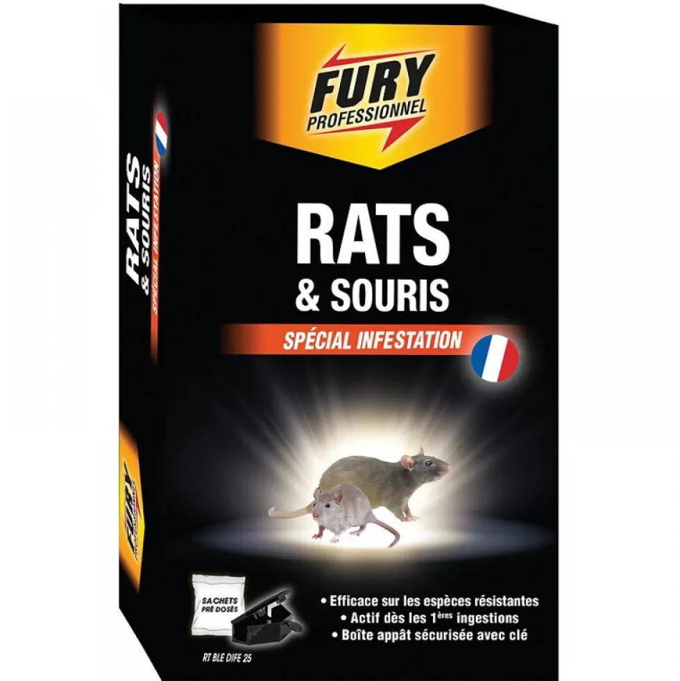 Granulés anti rats et souris - 6 sachets de 25 g Fury