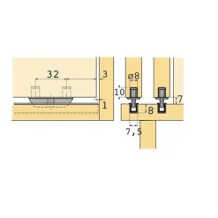 Guidage bas pour rail STB 35 HETTICH