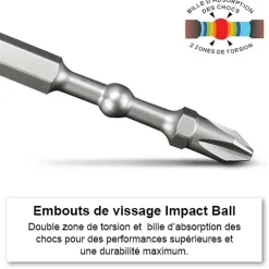 Jeu de 5 embouts de vissage Impact ball 1/4 empreintes Torx 50 mm avec magnétiseur VESSEL