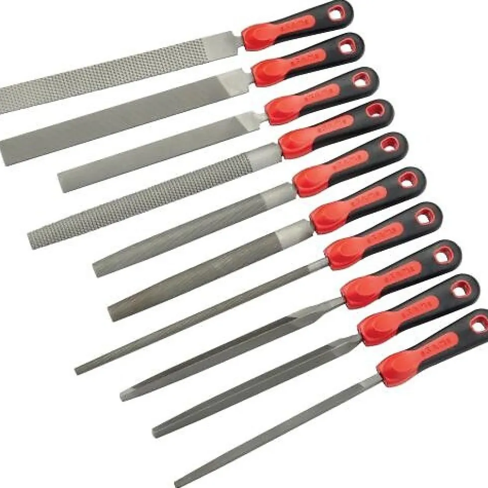 Jeu de 10 limes et râpes emmanchées - manche bi-matière SAM OUTILLAGE