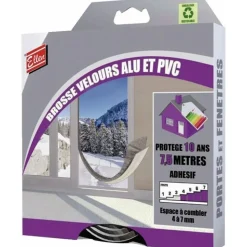Joint adhésif pour menuiserie alu et pvc - brosse velours - 7,5 m ELLEN