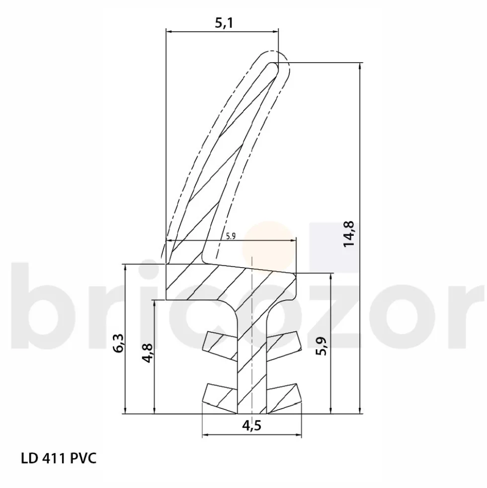 Joint d'étanchéité - pour dormant fenêtre bois - en PVC - LD 411 KISO