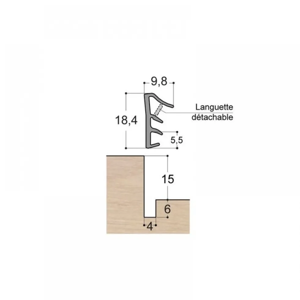 Joint néoprène JRQ 02 CF isophonique coupe-feu pour menuiserie rainurée DUAL