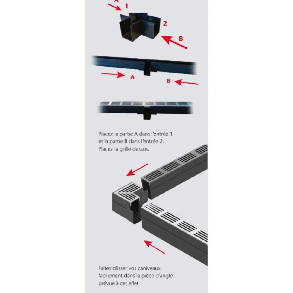 Kit Caniveau Slimline avec grille aluminium A15 et accessoires ACO