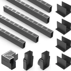 Kit Caniveau Slimline avec grille aluminium A15 et accessoires ACO