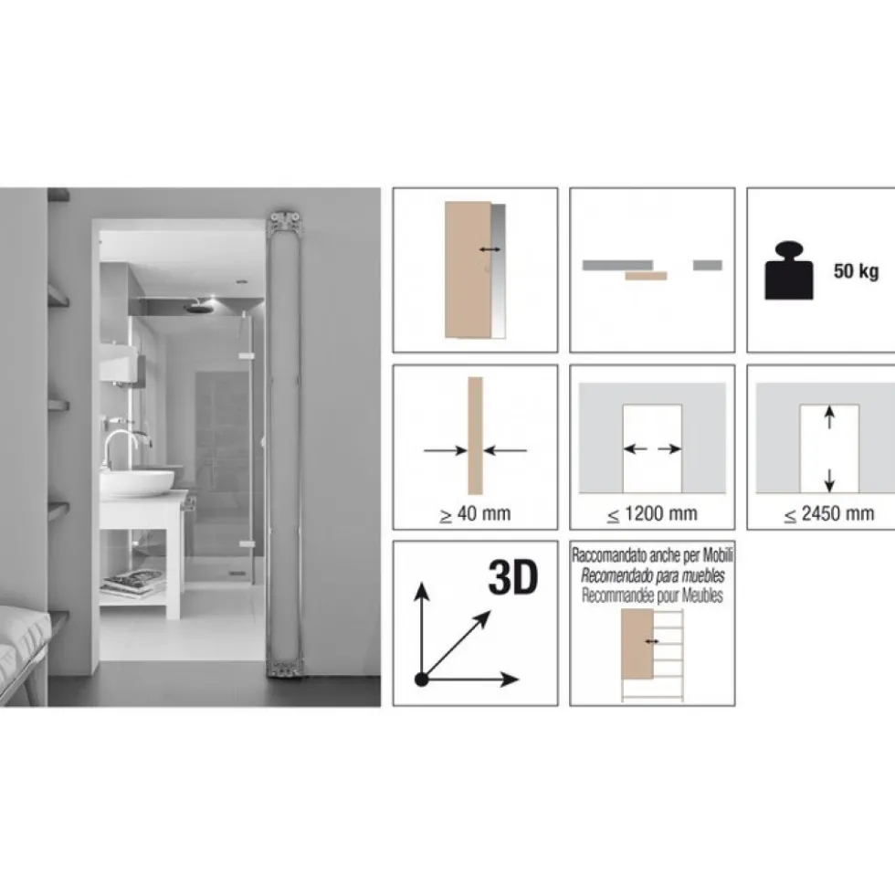 Kit complet pour porte coulissante - TRICKS - vantail de 50 kg KRONA KOBLENZ