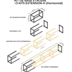 Kit de base étagère modulable AIRGO - 2 tablettes - 600 x 350 x 243 mm SEED