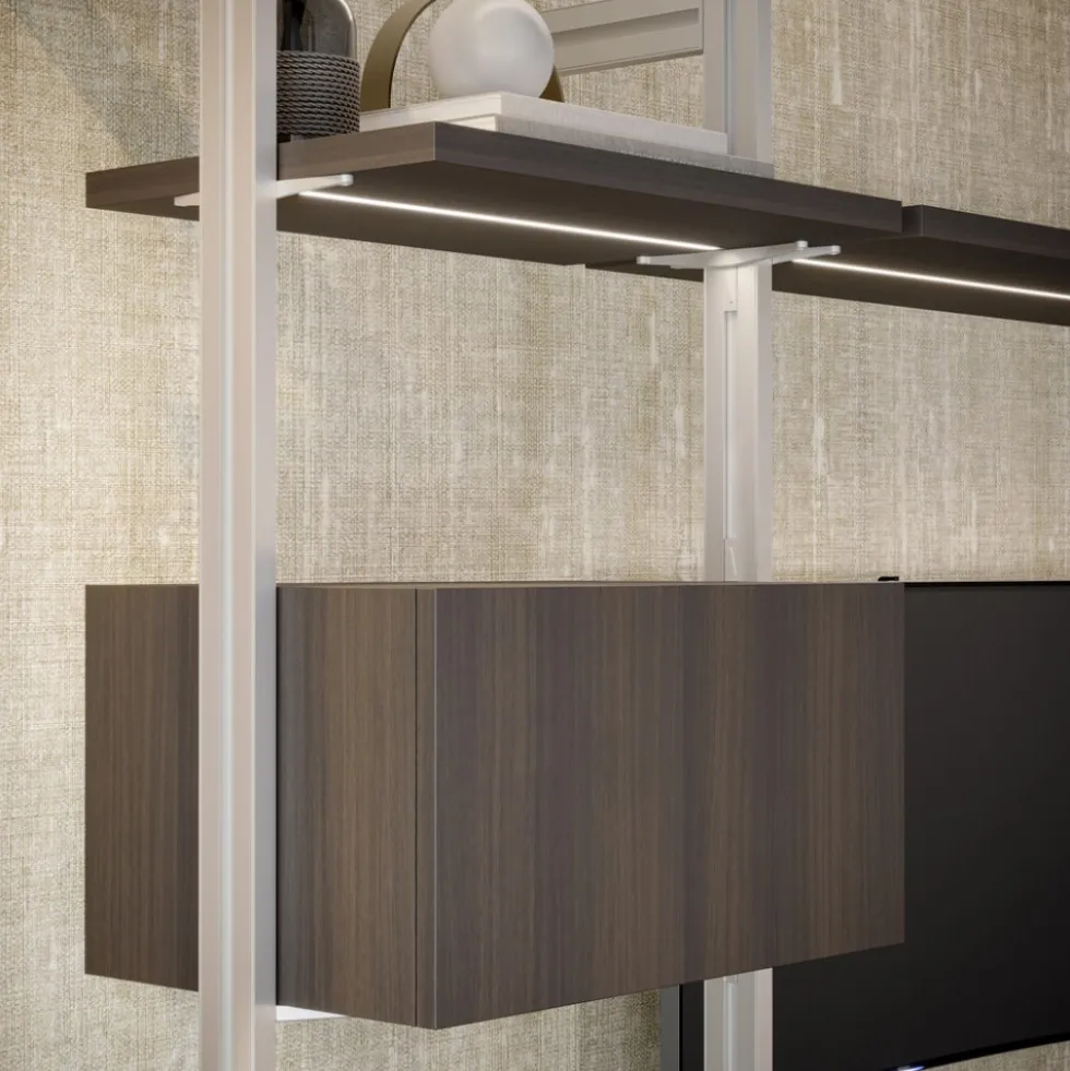 Kit de structure modulaire Zero sol et mur 3 profils et vérins - gris EMUCA
