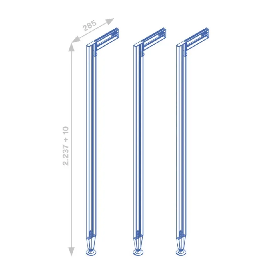 Kit de structure modulaire Zero sol et mur 3 profils et vérins - gris EMUCA