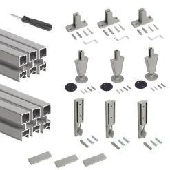 Kit de structure modulaire Zero sol et mur 3 profils et vérins - gris EMUCA