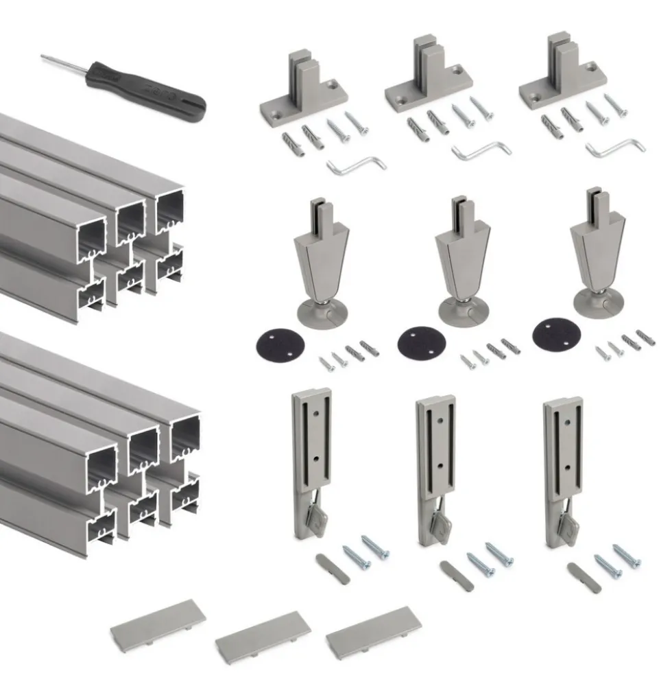 Kit de structure modulaire Zero sol et mur 3 profils et vérins - gris EMUCA
