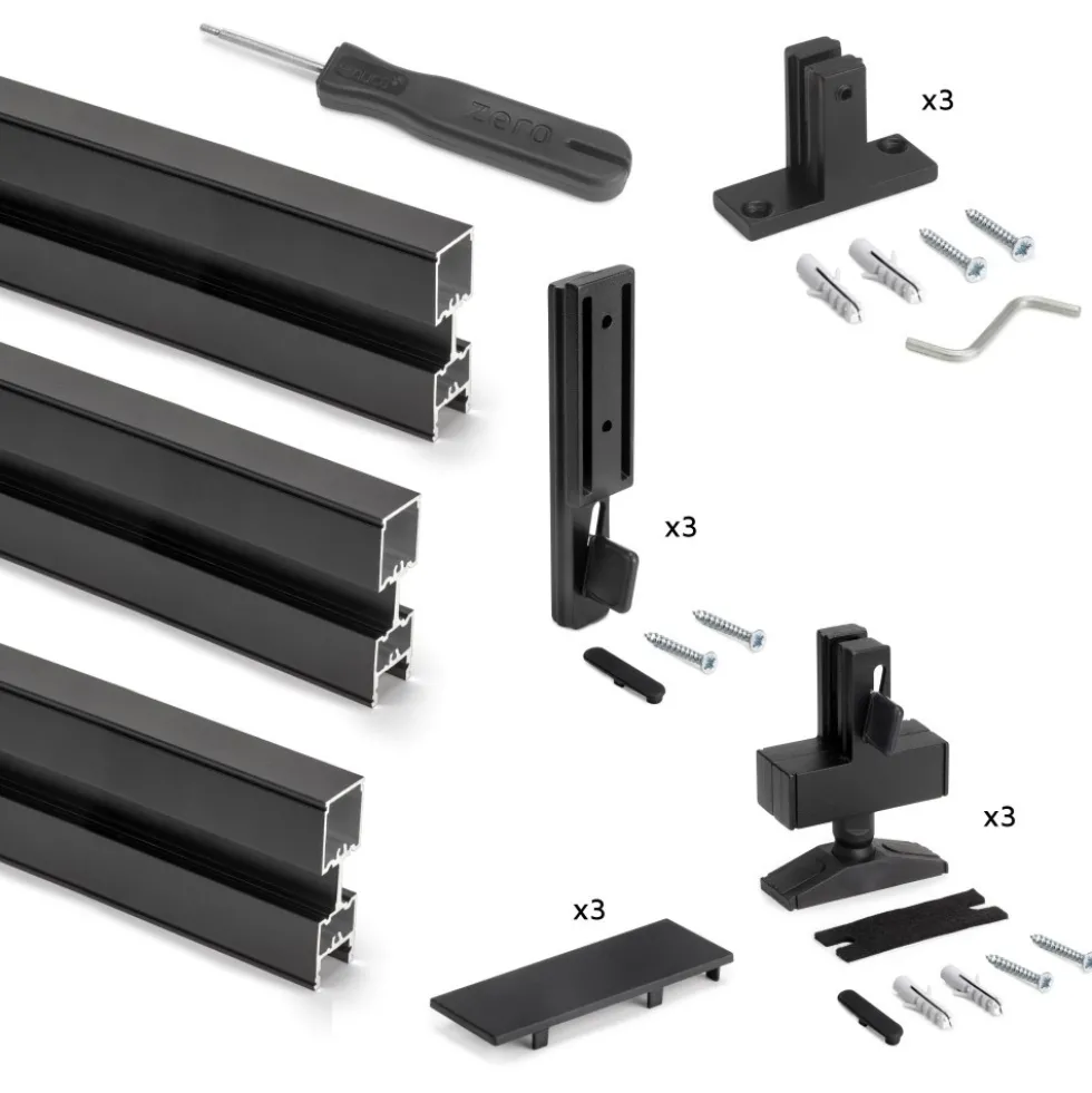 Kit de structure modulaire Zéro - 3 profils - montage au sol et au mur EMUCA