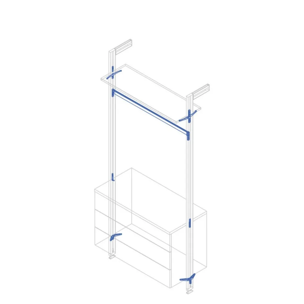 Kit pour structure modulaire Zero 1 étagère + 1 module + tringle - noir EMUCA