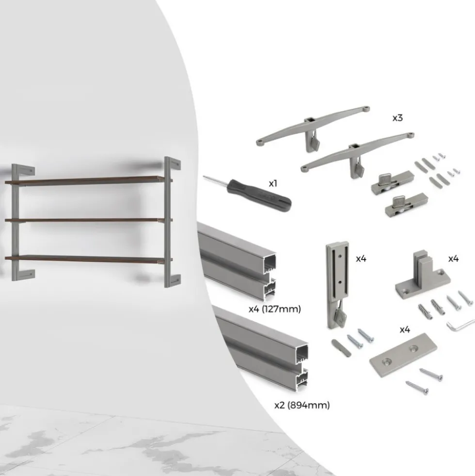 Kit pour structure modulaire Zéro - montage au mur - zamak et alu gris EMUCA