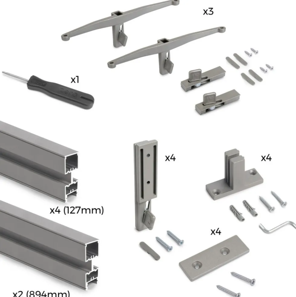 Kit pour structure modulaire Zéro - montage au mur - zamak et alu gris EMUCA