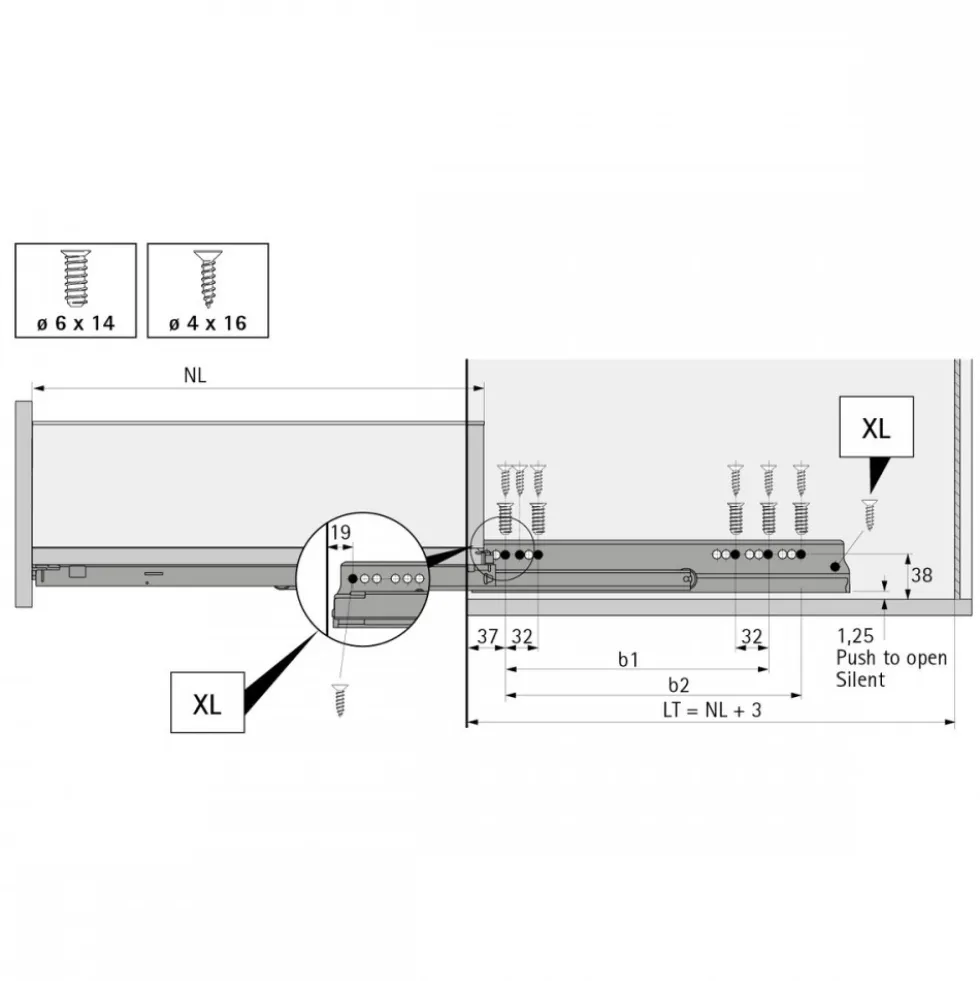 Kit profils côtés AvanTech YOU tiroir simple hauteur 101mm -anthracite HETTICH