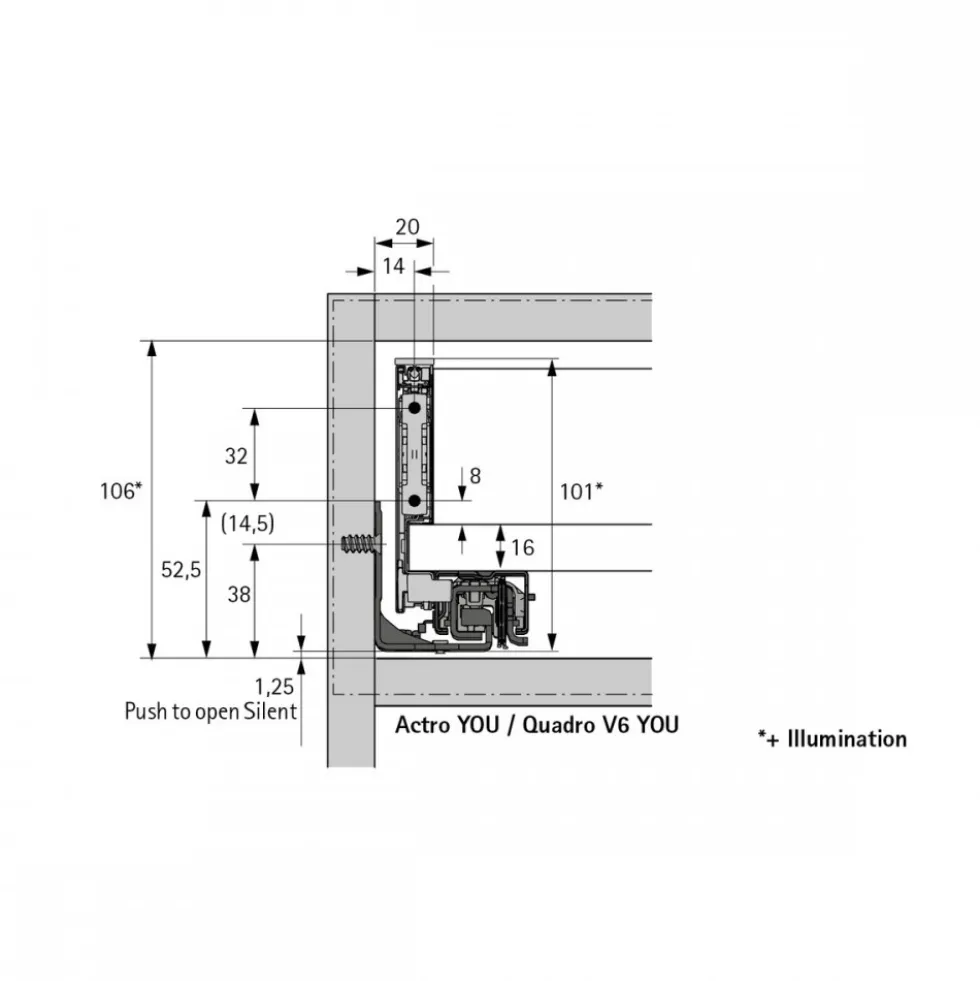 Kit profils côtés AvanTech YOU tiroir simple hauteur 101mm - blanc HETTICH