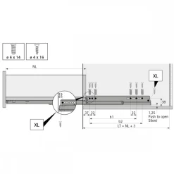 Kit tiroir profils paroi fine AvanTech YOU - hauteur 139 mm - argent HETTICH