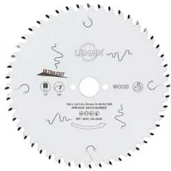 Lame de scie circulaire HM fine pour bois - Ø165x20x1,6 mm - 48 dents LEMAN