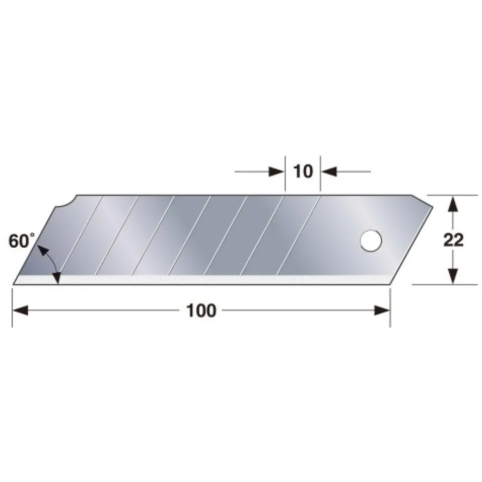 10 Lames de rechange 22 mm pour cutter à poignée TAJIMA