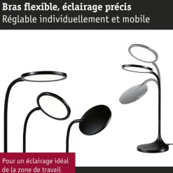 Lampe de bureau LED 15W 4000K 1200 lm Gradable - Noir mat - Mejan PAULMANN