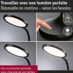 Lampe de bureau LED 15W 4000K 1200 lm Gradable - Noir mat - Mejan PAULMANN